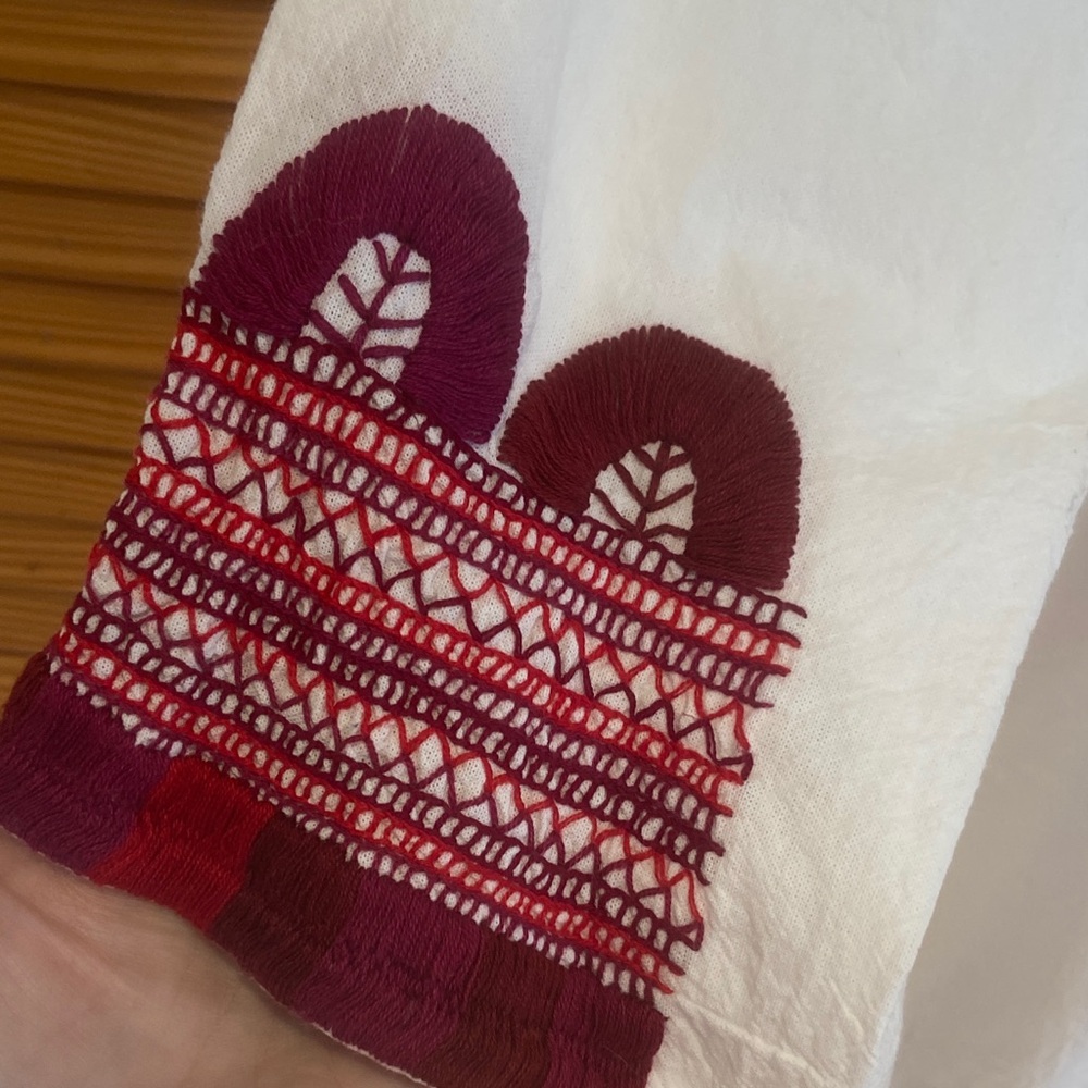 Hand Embroidered Red and White Women's Top - Picture 3 of 7